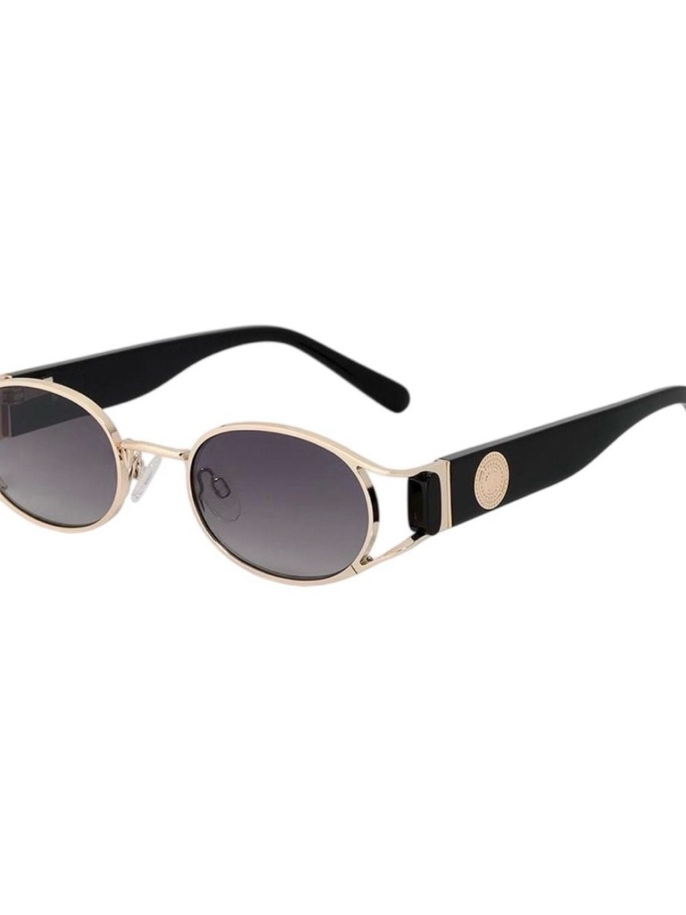 NEW Carolina Lemke Roxi Black & Gold Oval Sunglasses CL3400
